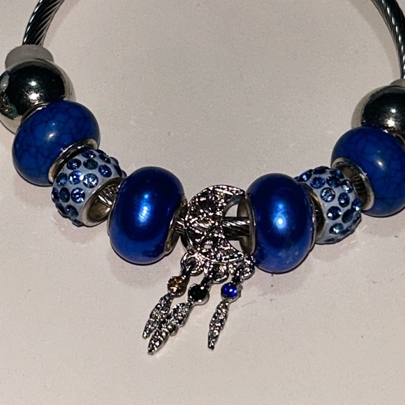 Silver and Blue Charm Bracelet Set - Picture 2 of 5